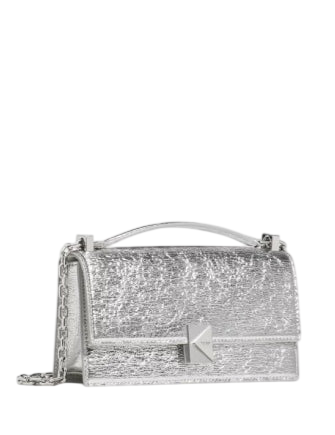Kate Spade New York Deco Crinkle Metallic Mini Crossbody Bag Silver