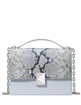 Kate Spade New York Deco Snake Embossed Chain Shoulder Bag  Pale Sapphirine 