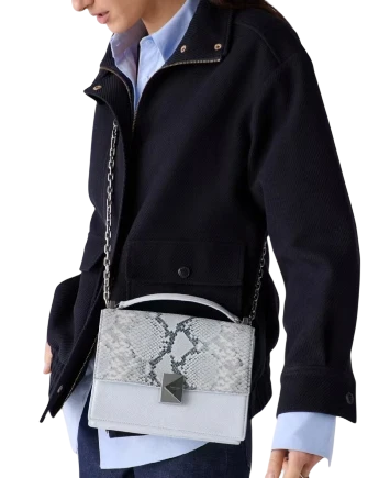Kate Spade New York Deco Snake Embossed Chain Shoulder Bag  Pale Sapphirine 