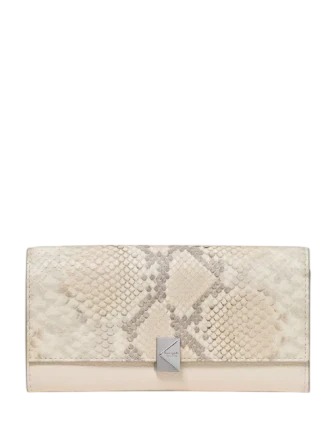 Kate Spade New York Deco Snake Embossed Large Flap Wallet Neutral