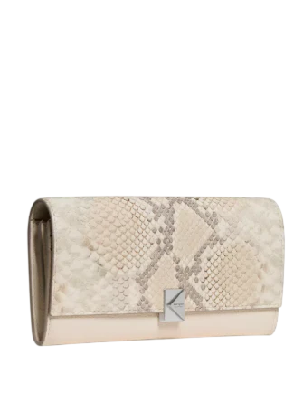 Kate Spade New York Deco Snake Embossed Large Flap Wallet Neutral