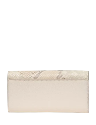 Kate Spade New York Deco Snake Embossed Large Flap Wallet Neutral