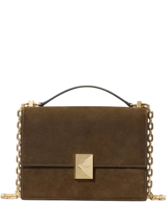 Kate Spade New York Deco Suede Chain Shoulder Bag Burnt Sage