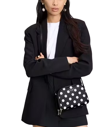 Kate Spade New York Devin Breezy Dot Double Zip Dome Crossbody Black