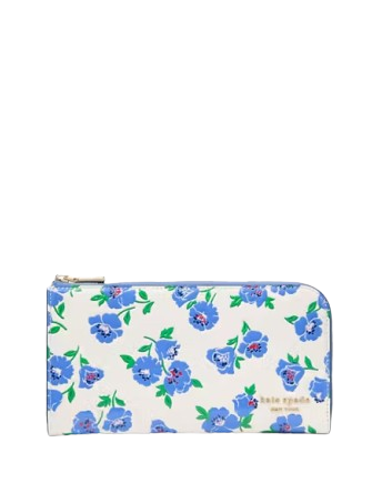 Kate Spade New York Devin Springtime Blooms Zip Around Continental Wallet Cream