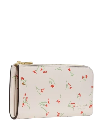Kate Spade New York Devin Vibrant Buds Zip Around Continental Wallet Cream