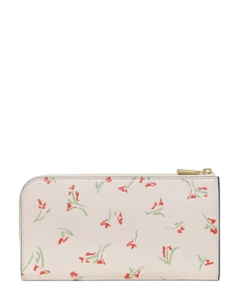 Kate Spade New York Devin Vibrant Buds Zip Around Continental Wallet Cream