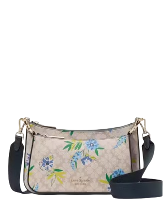 Kate Spade New York Duet Spade Flower Floral Crossbody Blazer Blue Multi