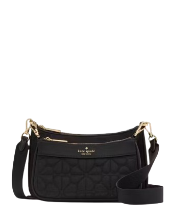 Kate Spade New York Duet Spade Flower Quilted Nylon Crossbody Black