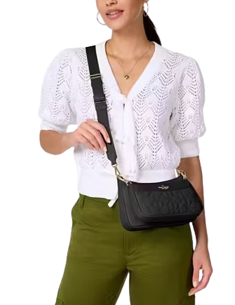 Kate Spade New York Duet Spade Flower Quilted Nylon Crossbody Black