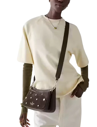 Kate Spade New York Duet Suede Studs Small Crossbody Hot Fudge