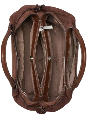 Kate Spade New York Dumpling Suede Croc Satchel Bag Chocolate Truffle