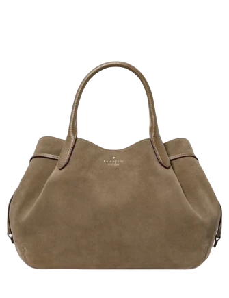 Kate Spade New York Dumpling Suede Large Satchel Bag Driftwood