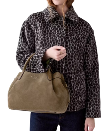 Kate Spade New York Dumpling Suede Large Satchel Bag Driftwood