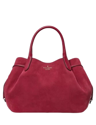 Kate Spade New York Dumpling Suede Large Satchel Bag Red Jam