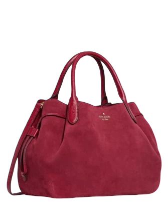 Kate Spade New York Dumpling Suede Large Satchel Bag Red Jam