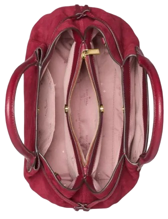 Kate Spade New York Dumpling Suede Large Satchel Bag Red Jam