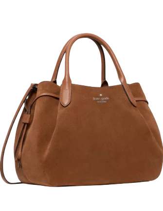 Kate Spade New York Dumpling Suede Large Satchel Bag Warm Gingerbread