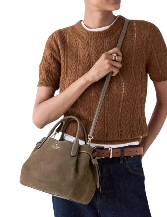 Kate Spade New York Dumpling Suede Satchel Bag Driftwood 