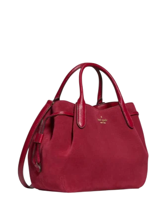 Kate Spade New York Dumpling Suede Satchel Bag Red Jam