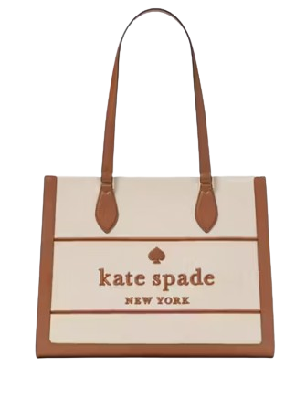 Kate Spade New York Ellie Canvas Large Tote Warm Gingerbread