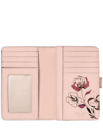 Kate Spade New York Floral Interior Medium Bifold Wallet Grenache