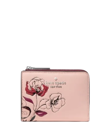Kate Spade New York Floral Small L-zip Wallet Rose Smoke