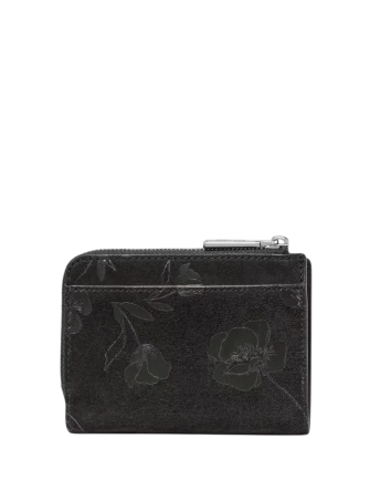 Kate Spade New York Floral Suede Small L-zip Wallet Black