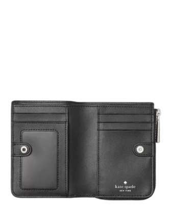 Kate Spade New York Floral Suede Small L-zip Wallet Black