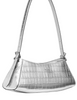 Kate Spade New York Frankie Metallic Croc Embossed Small East West Shoulder Silver