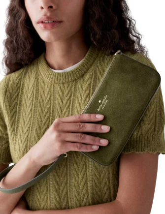 Kate Spade New York Gemini Suede Convertible Wristlet Enchanted Green