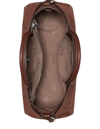 Kate Spade New York Harper Suede Croc Satchel Bag Chocolate Truffle