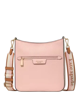 Kate Spade New York Hudson Colorblocked Pebbled Leather Messenger Crossbody  Rose Smoke 