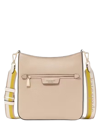 Kate Spade New York Hudson Colorblocked Pebbled Leather Messenger Crossbody Timeless Taupe