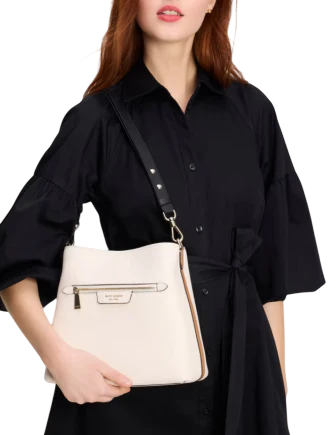 Kate Spade New York Hudson Colorblocked Pebbled Leather Shoulder Bag Parchment