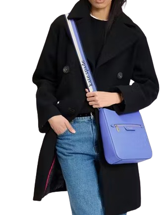Kate Spade New York Hudson Pebbled Leather Large Messenger Crossbody Dark Periwinkle