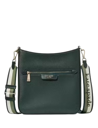 Kate Spade New York Hudson Pebbled Leather Large Messenger Crossbody Northern Pine