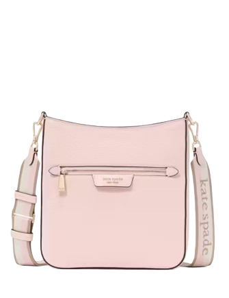 Kate Spade New York Hudson Pebbled Leather Messenger Crossbody Pastry Pink