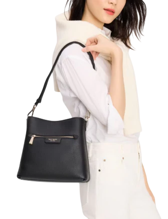 Kate Spade New York Hudson Pebbled Leather Shoulder Bag Black