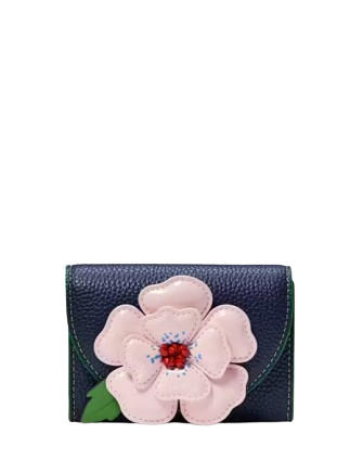 Kate Spade New York In The Garden Floral Applique Flap Card Case Parisian Navy 