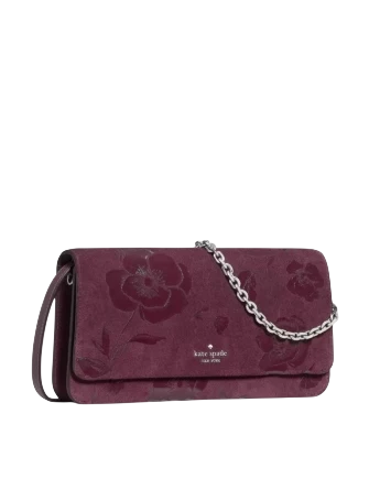 Kate Spade New York Ivy Floral Suede Crossbody Bag Deep Cherry 