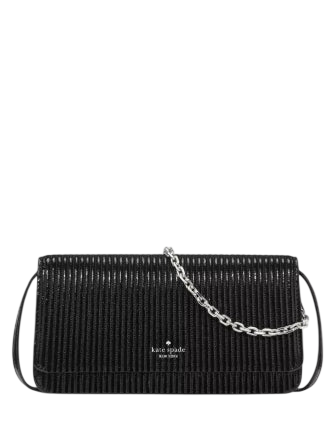 Kate Spade New York Ivy Shiny Quilted Crossbody Bag Black