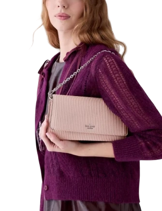 Kate Spade New York Ivy Shiny Quilted Crossbody Bag Rose Smoke