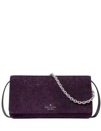 Kate Spade New York Ivy Spade Flower Crystal Suede Crossbody Bag Jet Set
