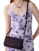 Kate Spade New York Ivy Spade Flower Crystal Suede Crossbody Bag Jet Set