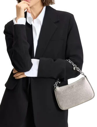 Kate Spade New York Jolie Metallic Small Convertible Crossbody Silver 