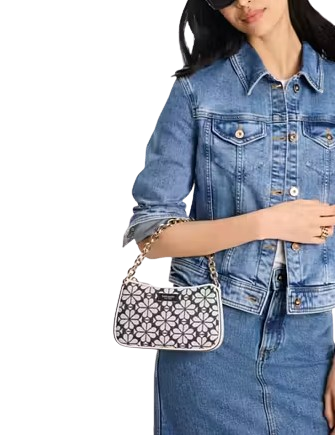 Kate Spade New York Jolie Spade Flower Jacquard Small Convertible Crossbody Charcoal Grey