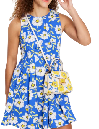 Kate Spade New York Katy Sunshine Floral Textured Leather Small Top-handle Bag Cream