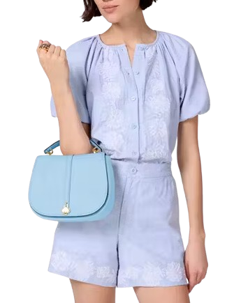 Kate Spade New York Kayla Pebbled Leather Saddle Bag Montauk Blue