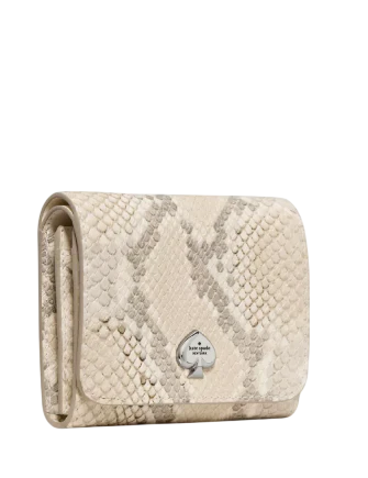 Kate Spade New York Kayla Snake Small L-zip Flap Wallet  Natural 